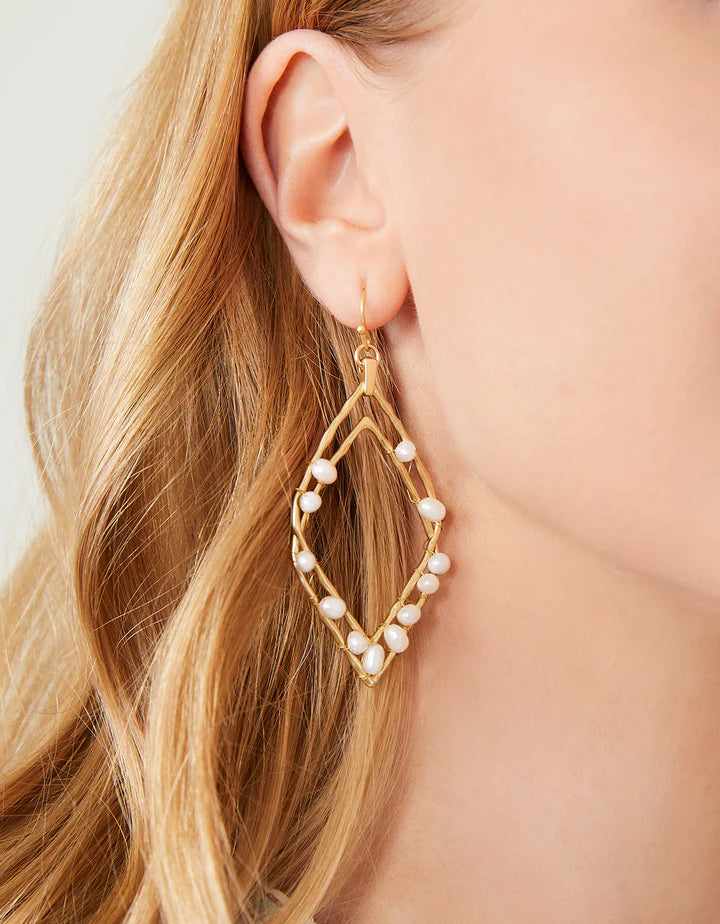 Deco Drama Beaded Earrings - Pearl