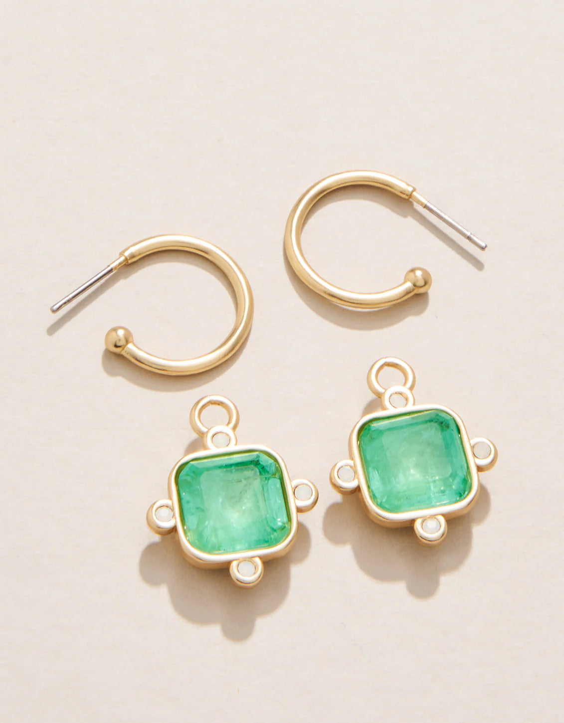 Chateau Convertible Hoop Earrings Ocean Green