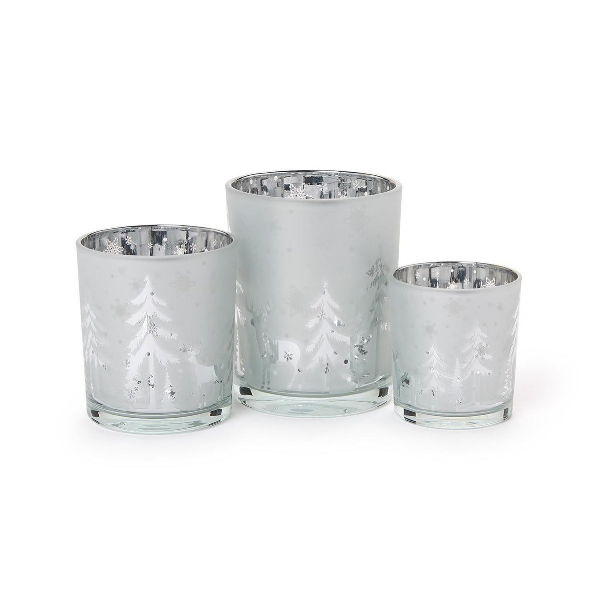 Winter Scene Frosted Candleholder