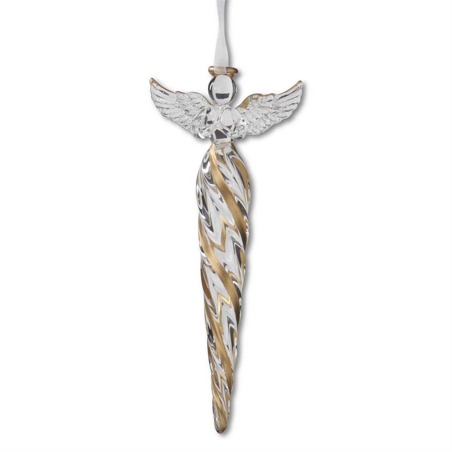 Angel Gold and Clear Glass Ornament