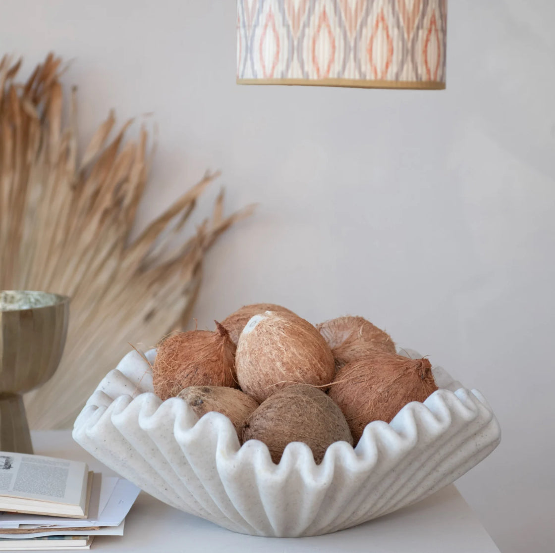 Resin Ruffled Bowl, Cream Color