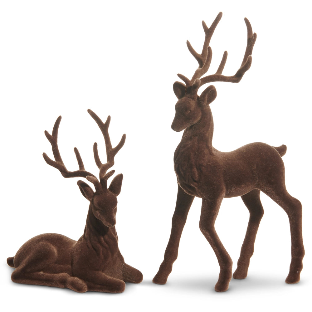 Brown Flocked Deer, S/2, 15”