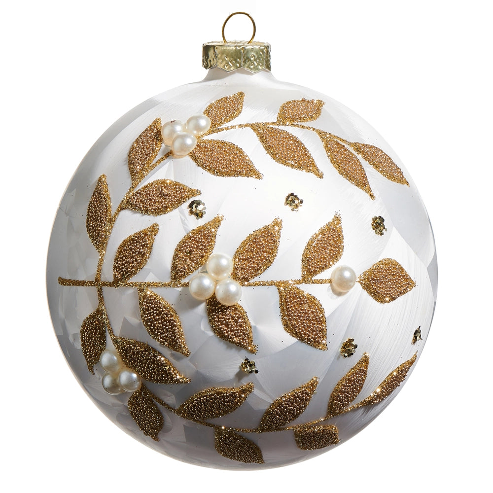 Beaded Vine Pattern Frosted Ball Ornament