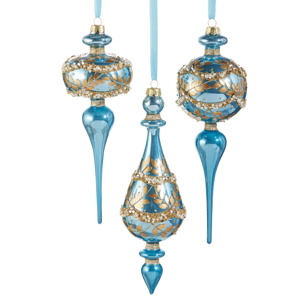 Blue and Gold Finial Ornament Collection