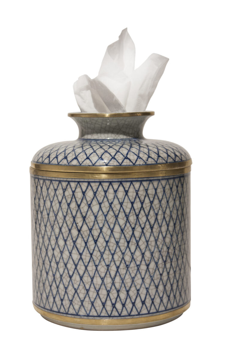Blue & White Diamond Tissue Box