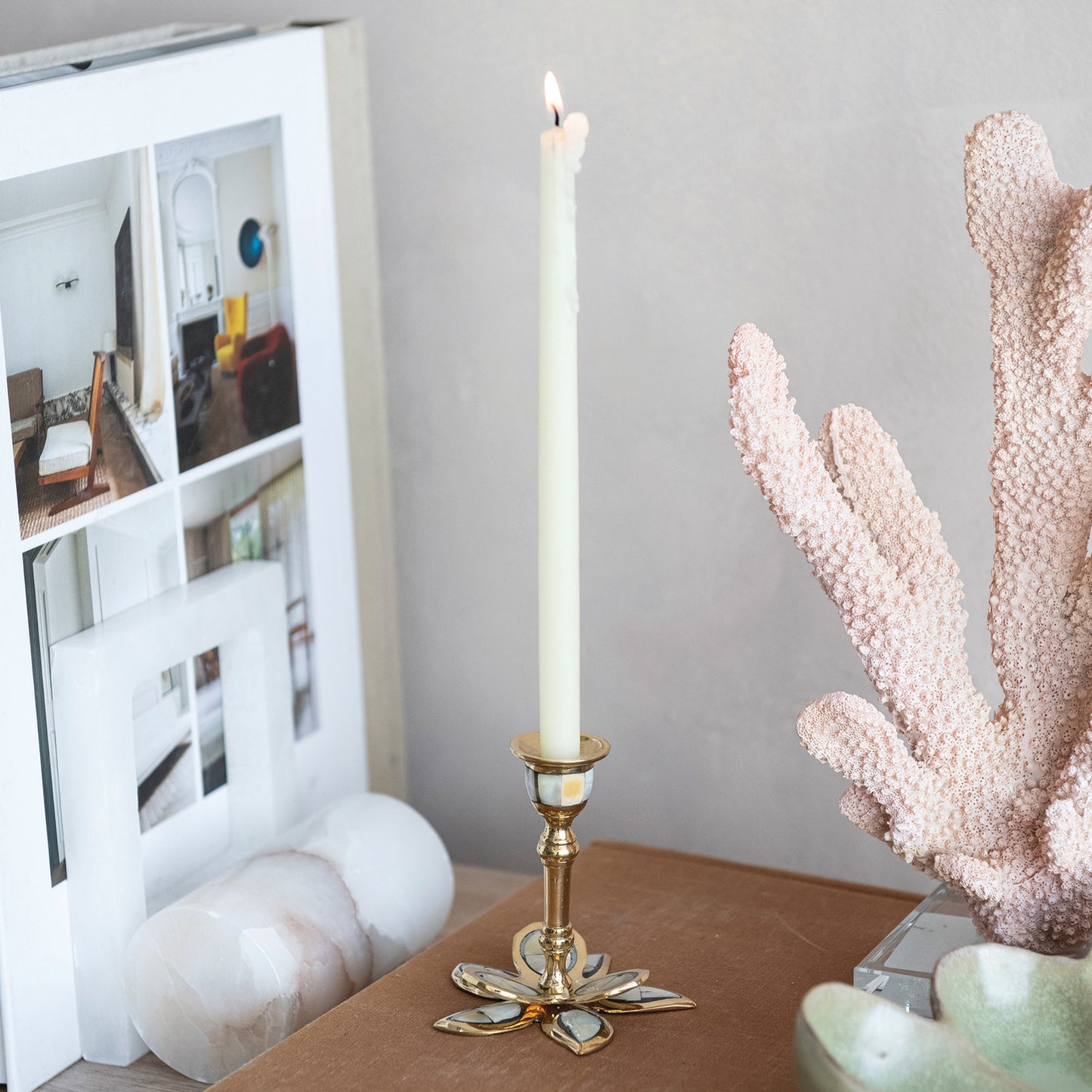 Brass Flower Taper Candleholder