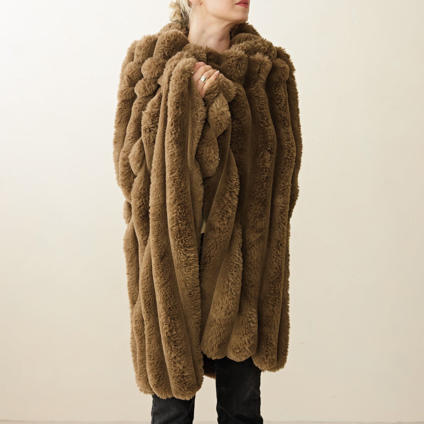 Brown Faux Fur Throw