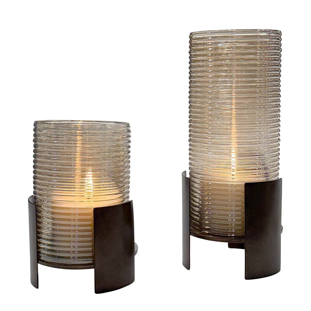 Fluted Fire Candleholder Set of 2