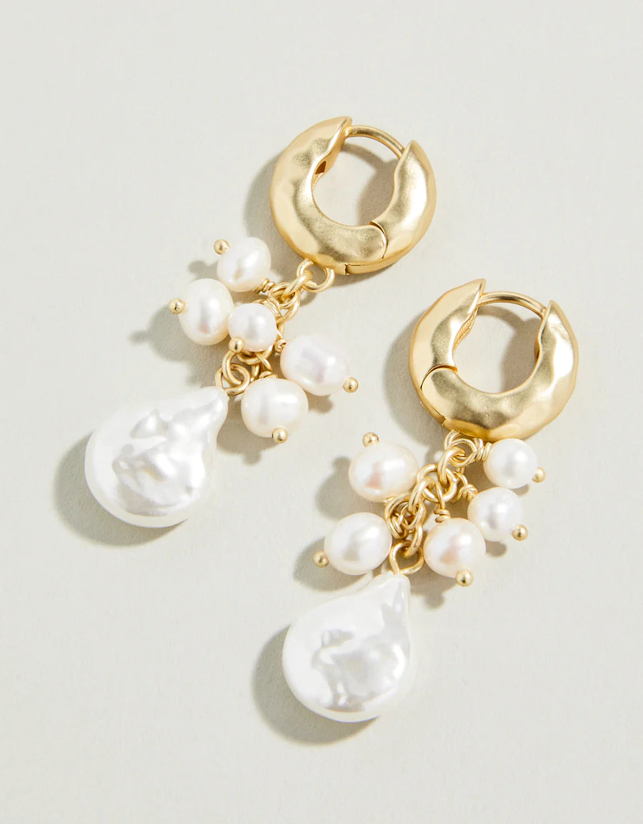 Cascade Pearl Hoop Earrings
