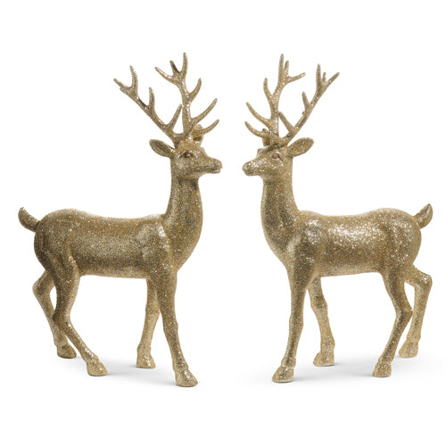 Champagne Glitter Deer Set of 2