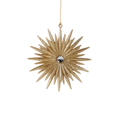 Champagne Glittered Starburst Ornament