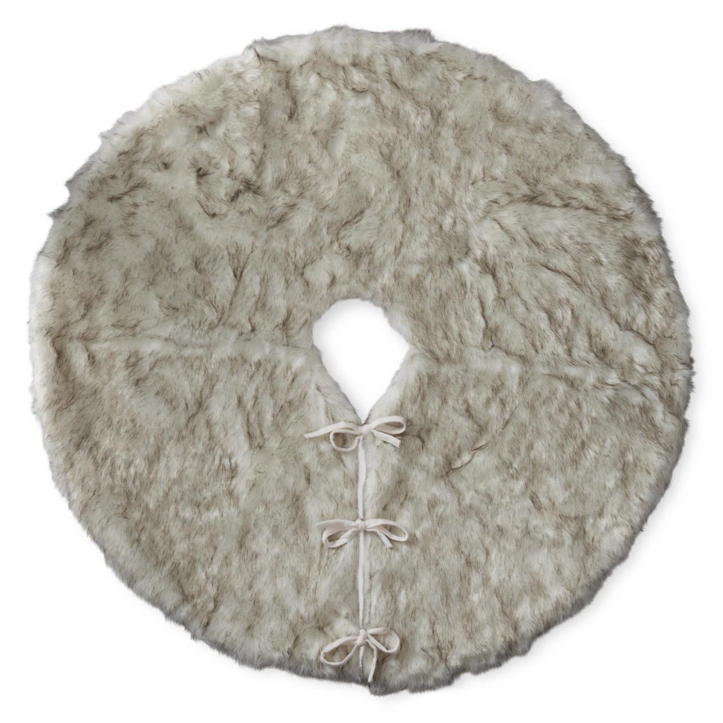 Cream and Brown Faux Fur Tree Skirt