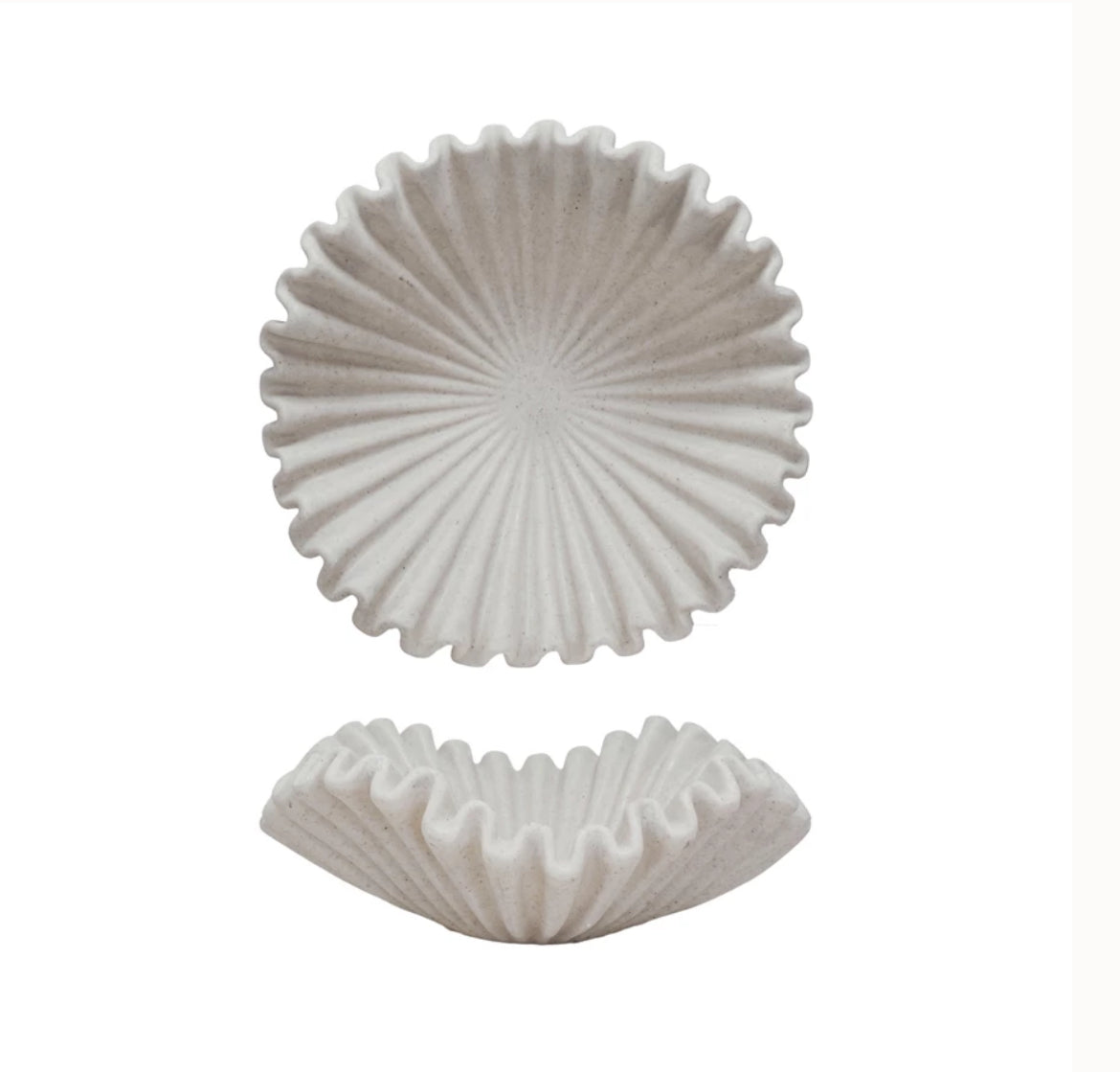 Resin Ruffled Bowl, Cream Color