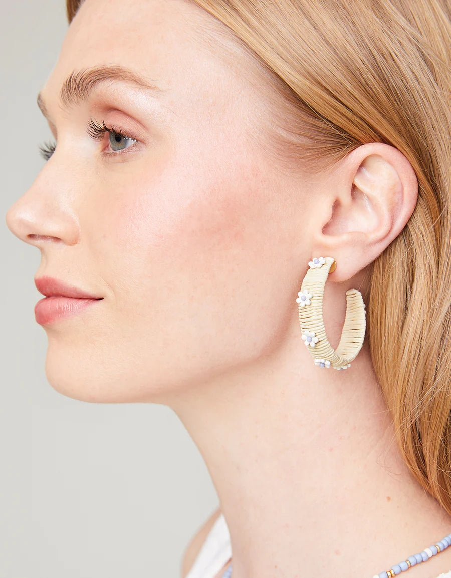 Daisy Straw Hoop Earrings
