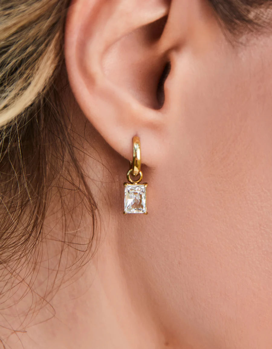 Emerald Drop Convertible Hoop Earrings