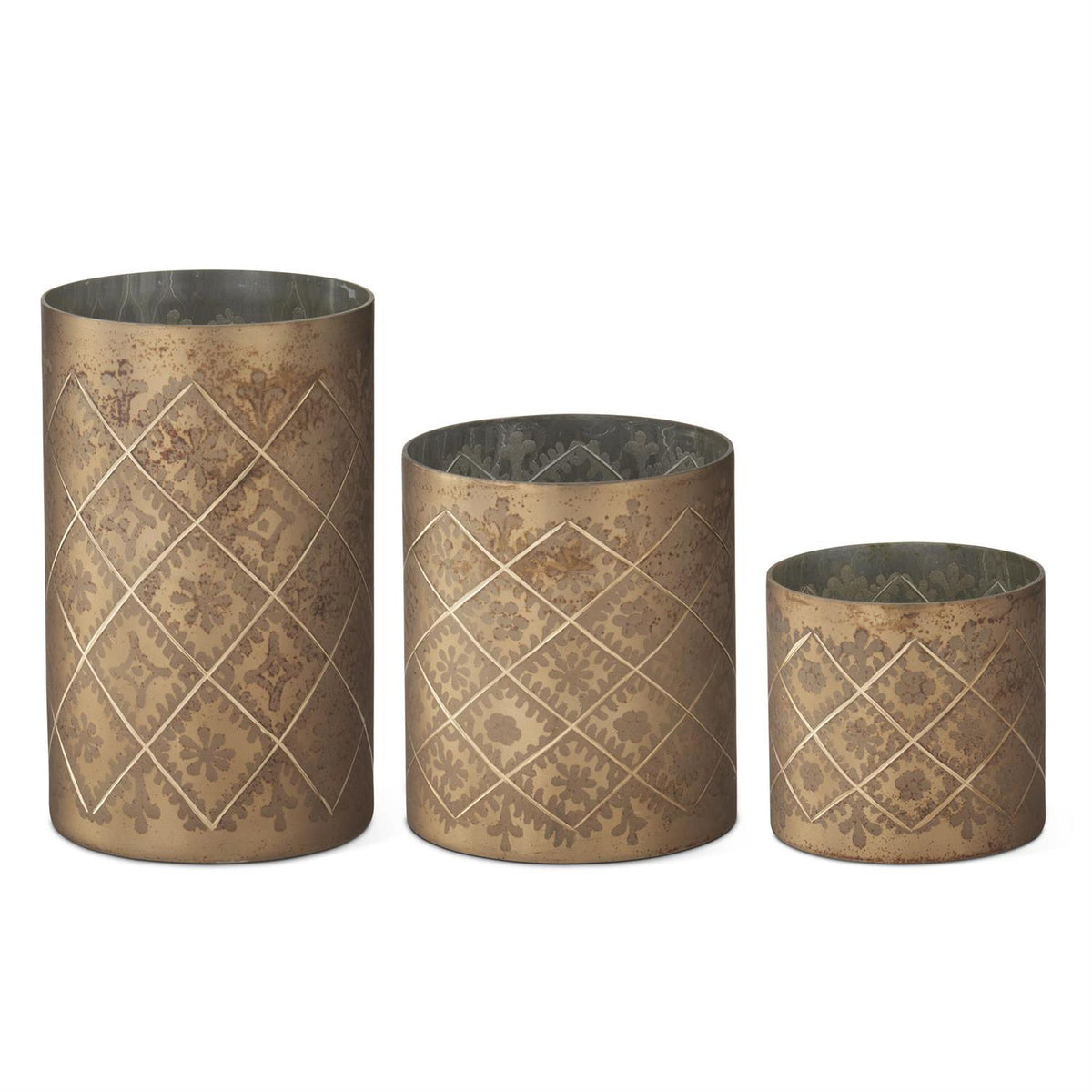 Champagne Etched Glass Candleholder