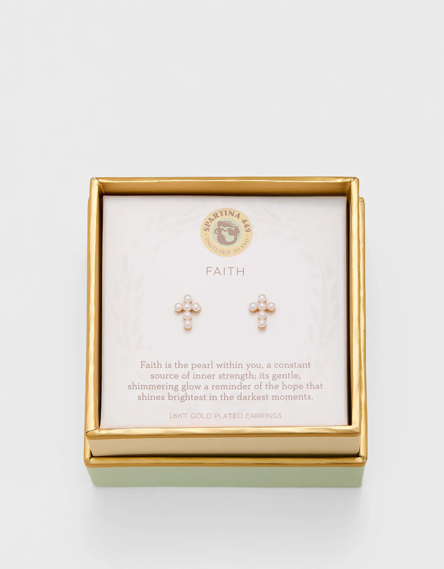 Faith/Pearl Cross Earrings
