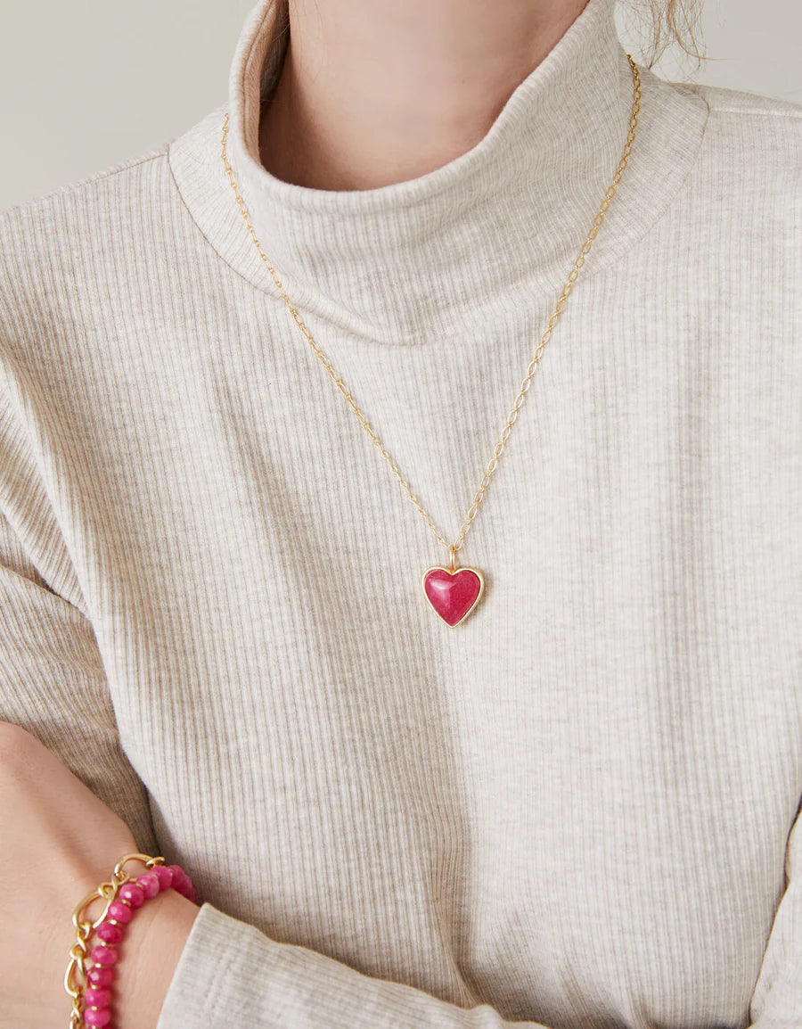 Full Pink Heart Necklace