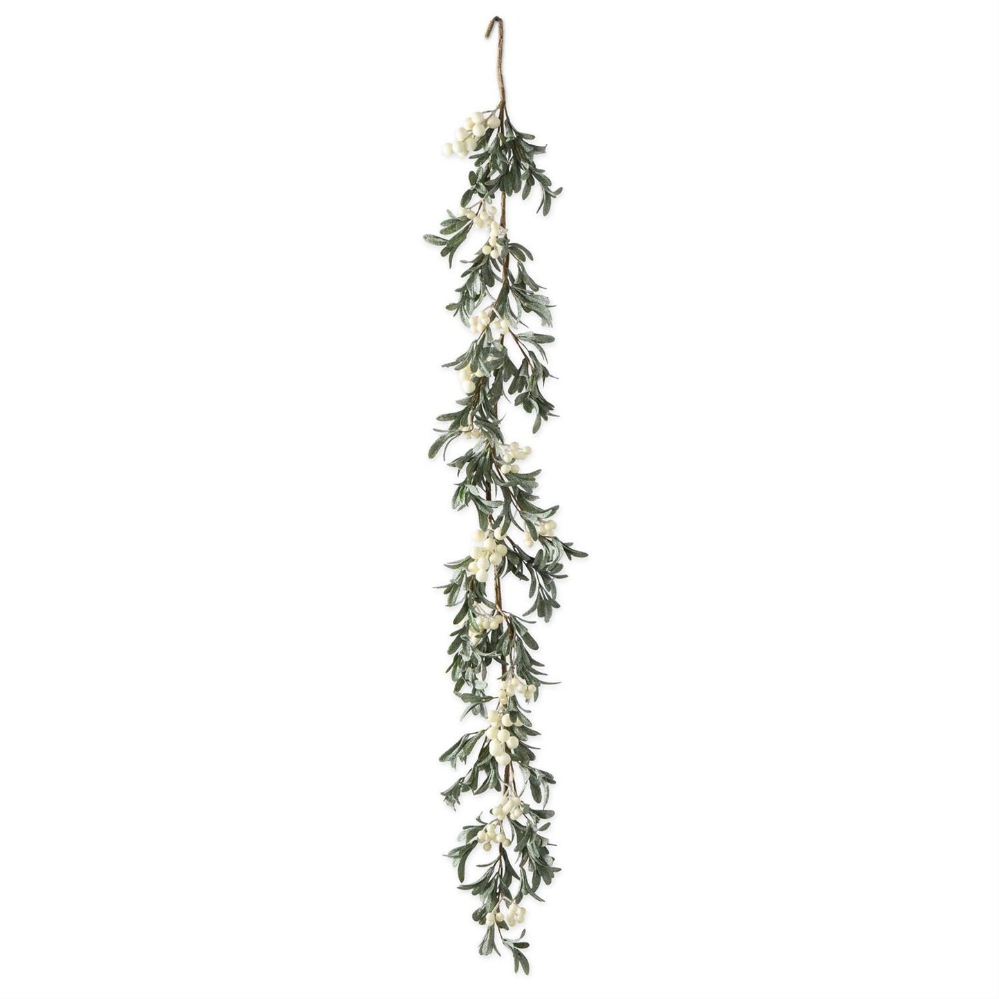 Glittered Leaf Garland with White Berries