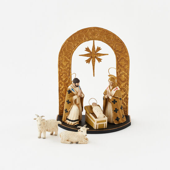 Holy Family with Wood Creche