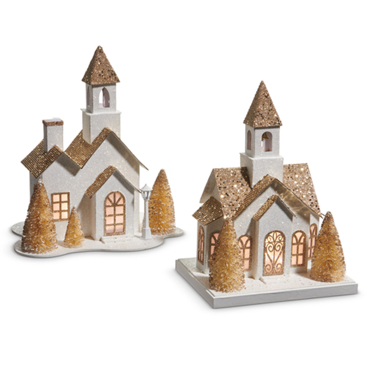 White and Gold Lighted House Collection