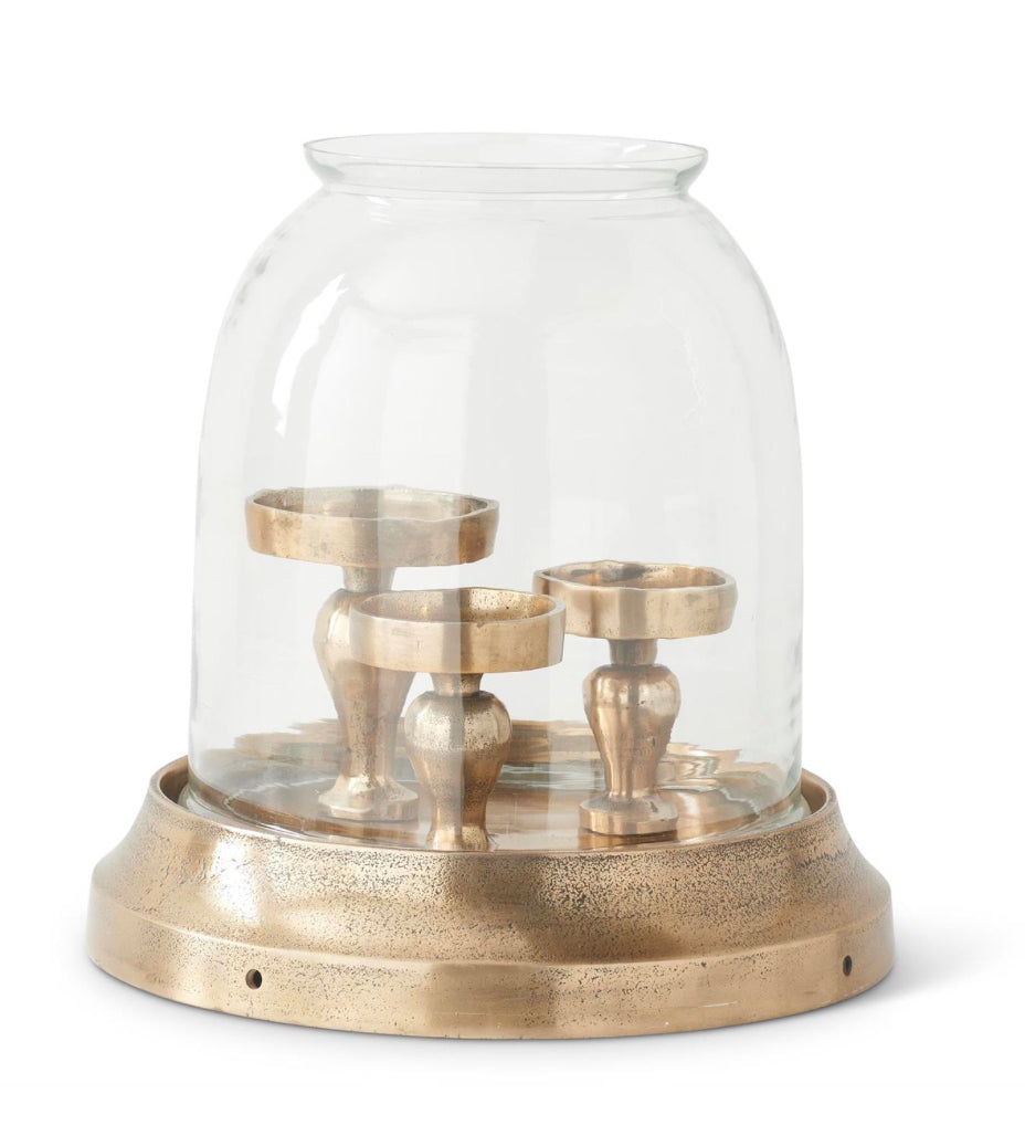 Antique Gold 3 Candle Hurricane Candleholder