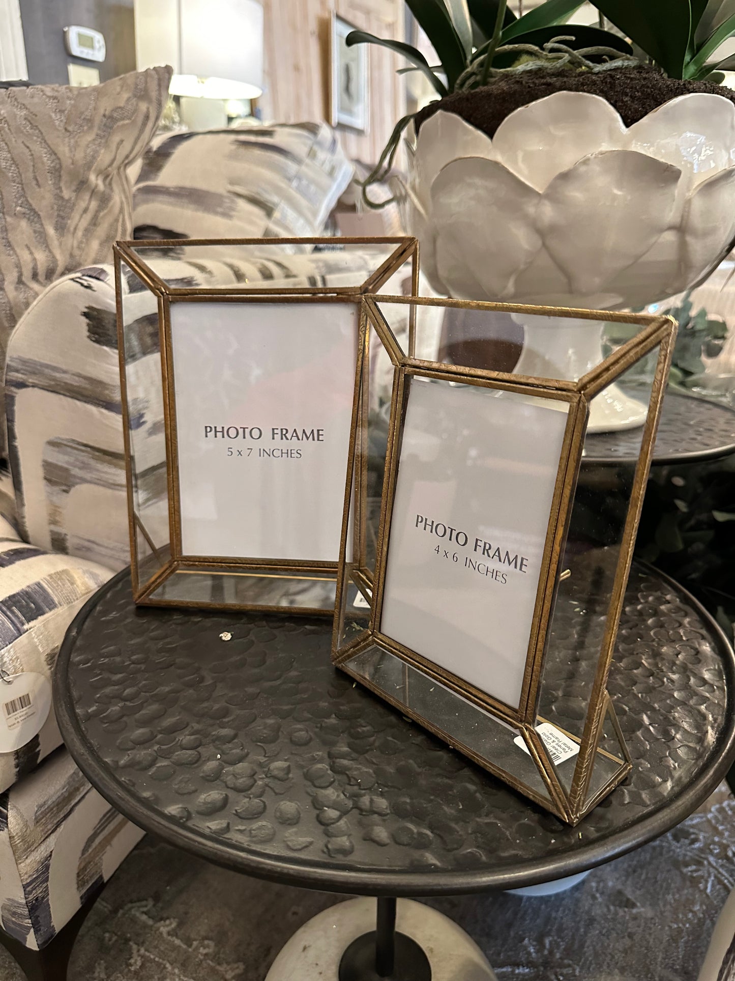 Clear Glass Panes & Gold Metal Frame