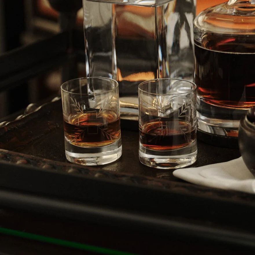 Imperio Vasito Juice Glass with Cross and Laurel Etching Set of 2