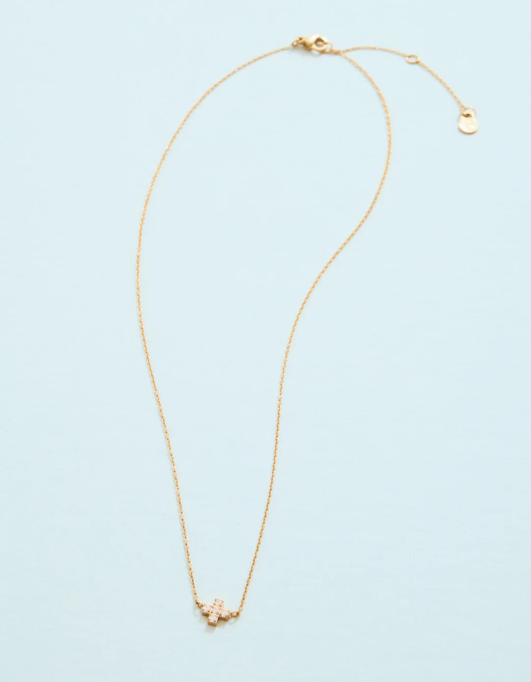 Mini Cross Necklace, 16” Crystal