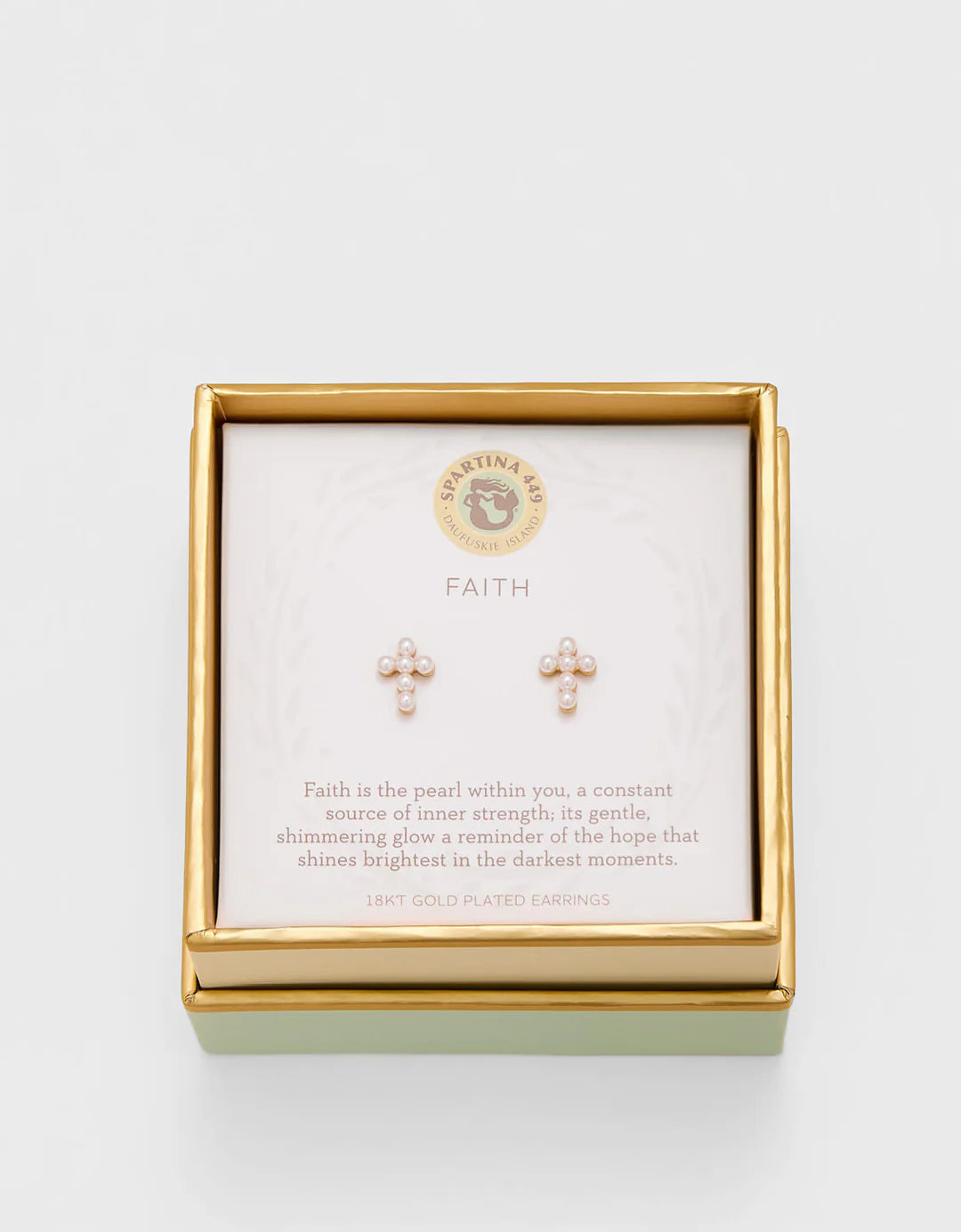 Stud Earrings Faith/Pearl Cross