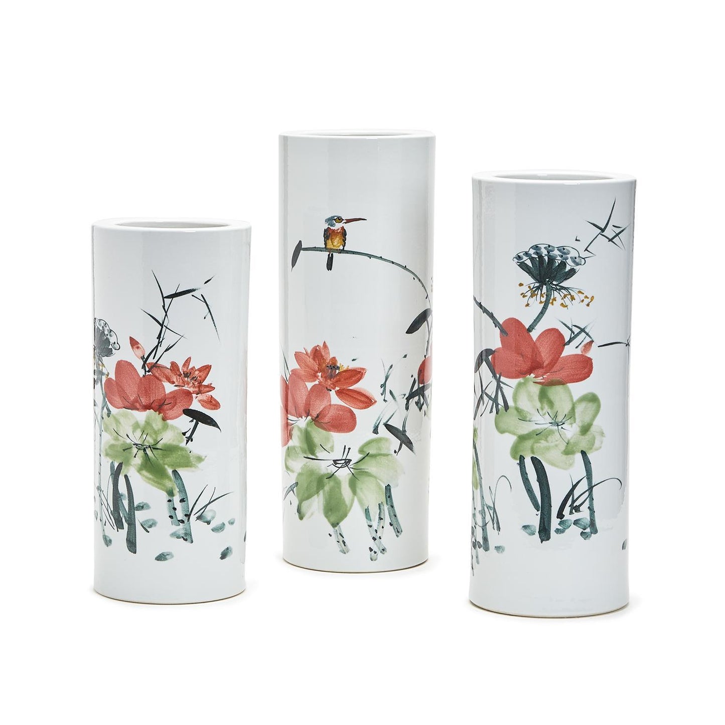Japanese Flower Blossoms Tall Vase Collection