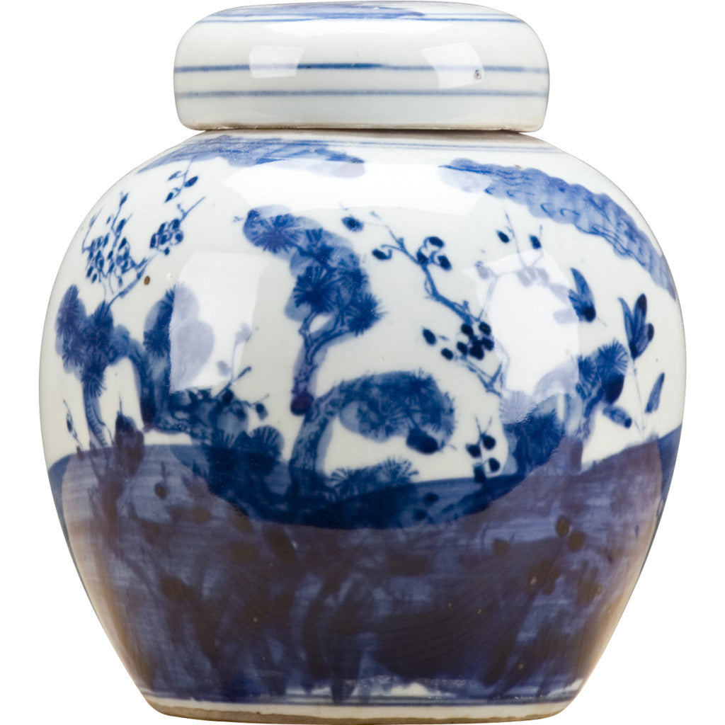 Blue & White Bulb Jar