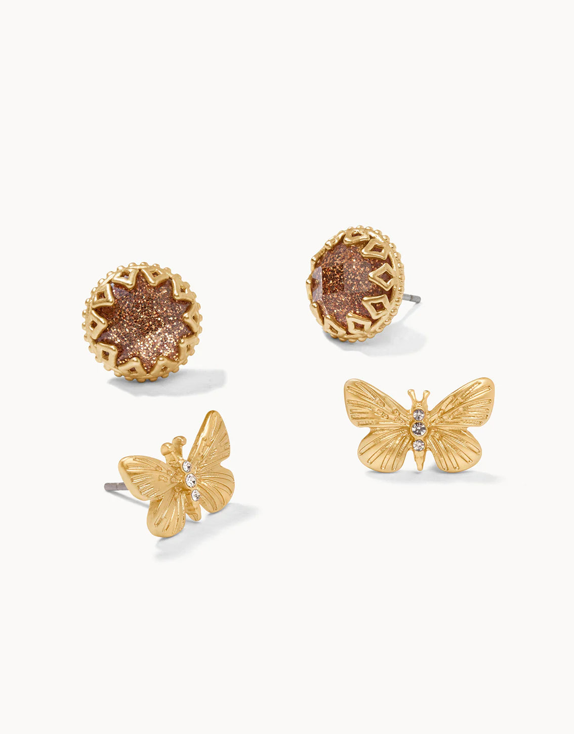 Monarch Stud Earrings Set of 2