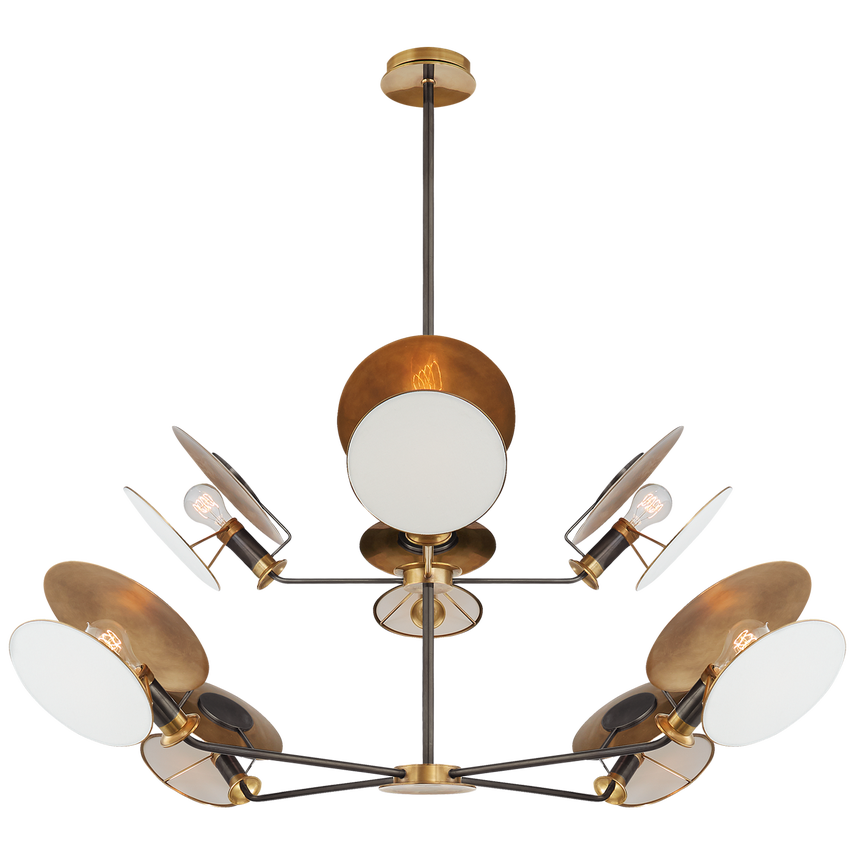 Osiris Large Reflector Chandelier In Bronze and Brass