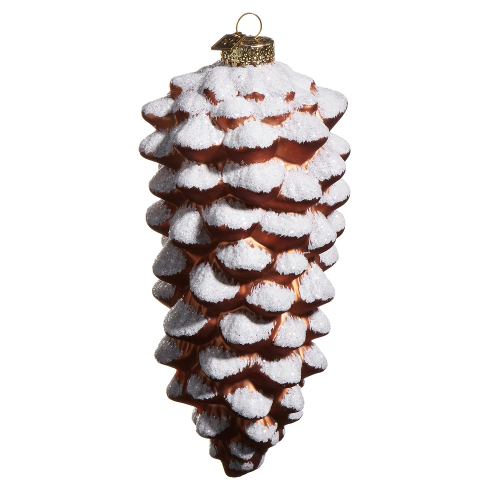 Snowy Brown Pinecone Ornament