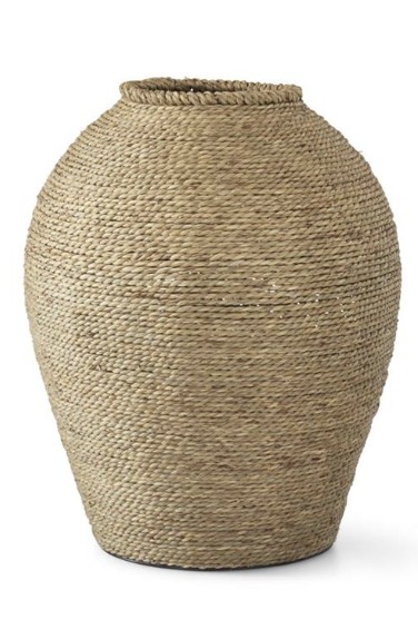 Metal Framed Woven Grass Vases