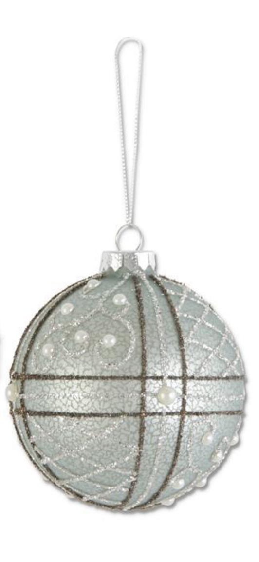 Glittered Light Blue Mercury Ornament