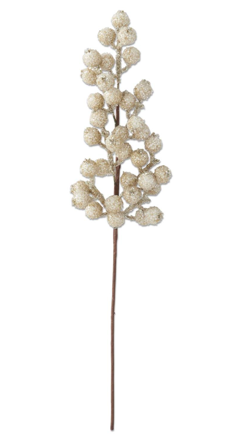 Champagne Glittered Berry Stem, 28"