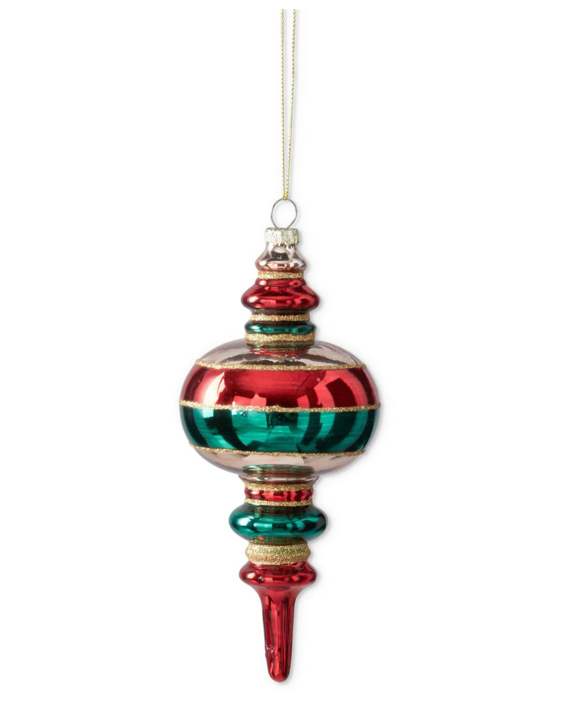 Red, Gold & Green Glass Finial