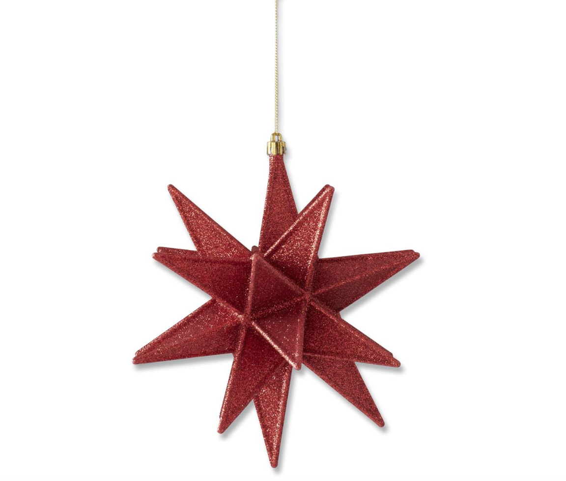 Multi-Point Red Glittered Star Ornament