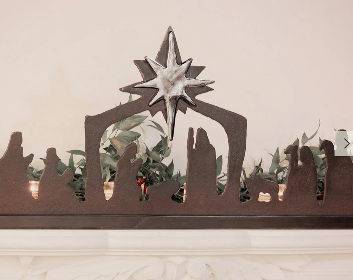 La Luz Del Rey Nativity Rail w/ 8 Candles on Wood Base