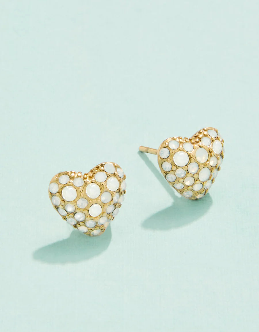Sparkling Heart Stud Earrings