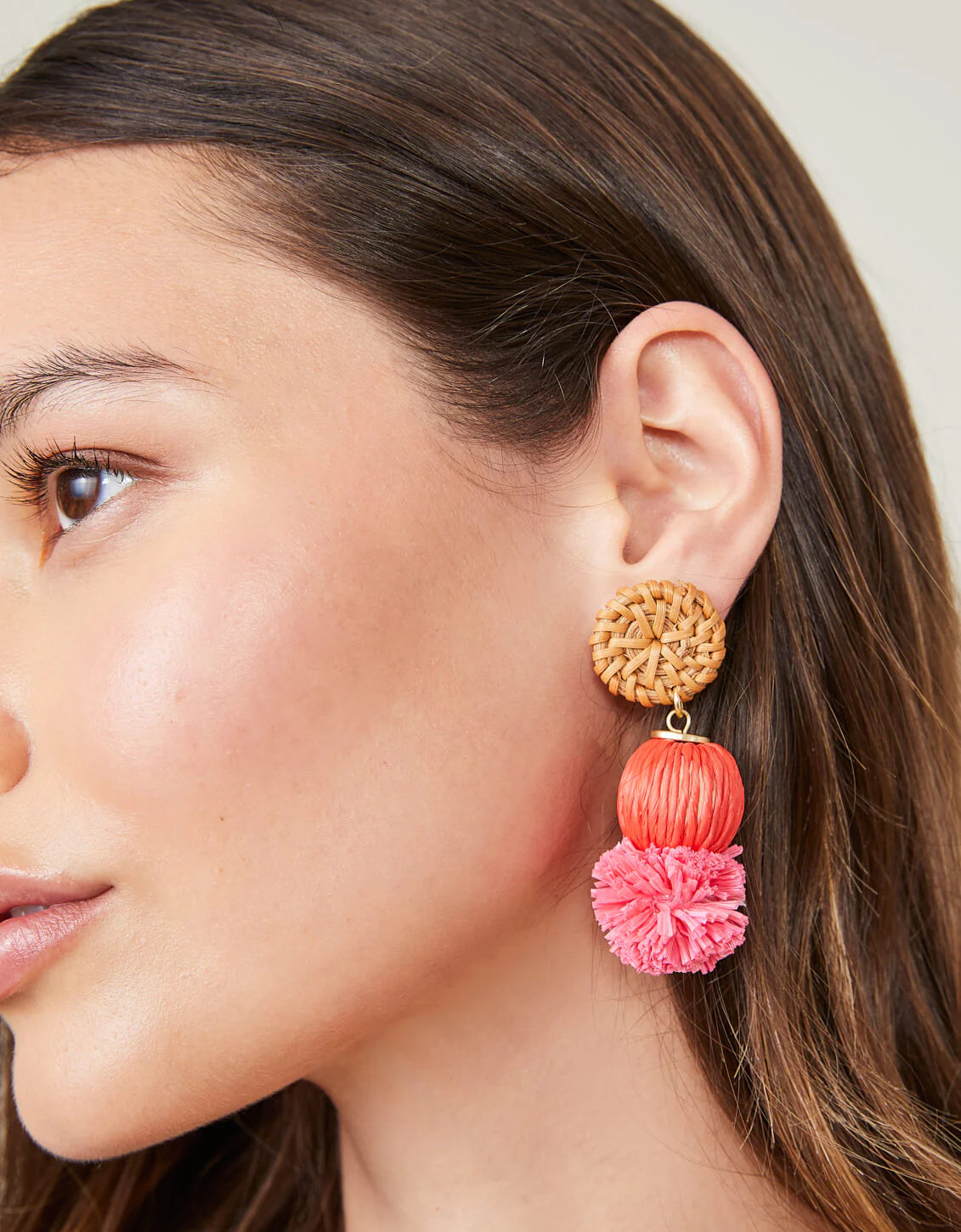 Straw Pom Earring Collection