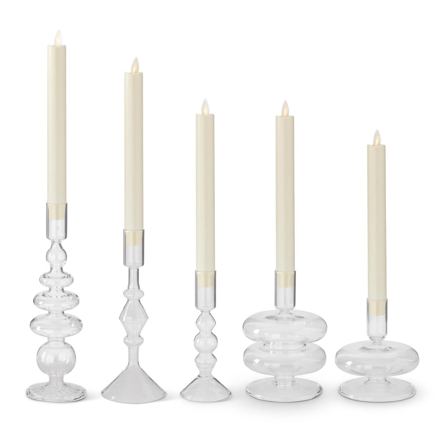 Clear Glass Modern Taper Candle Collection