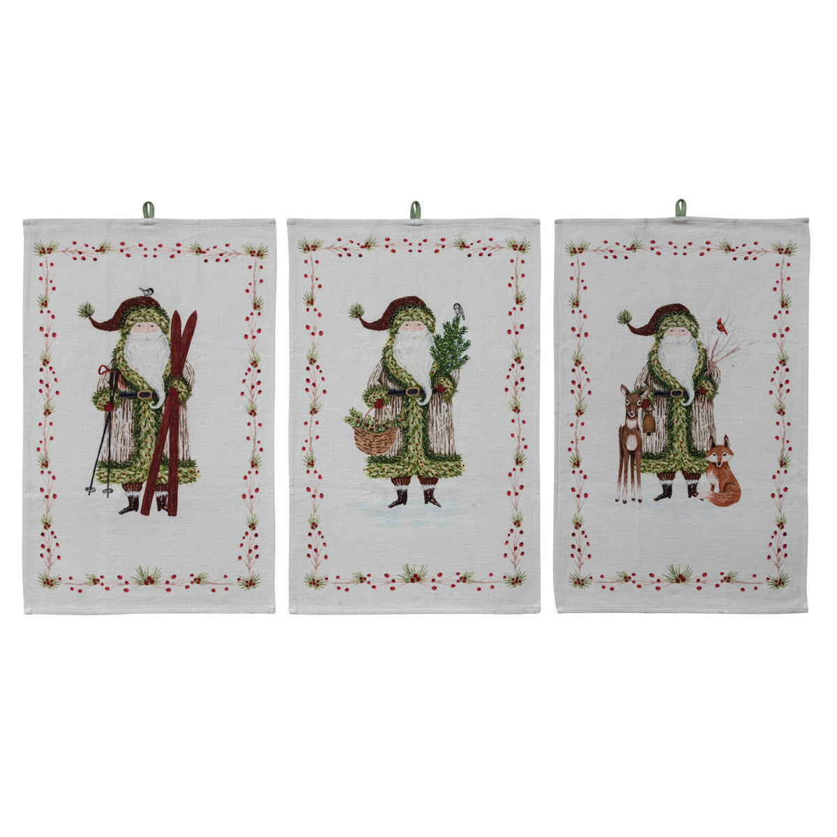 Cotton Tea Towel with Santa Series