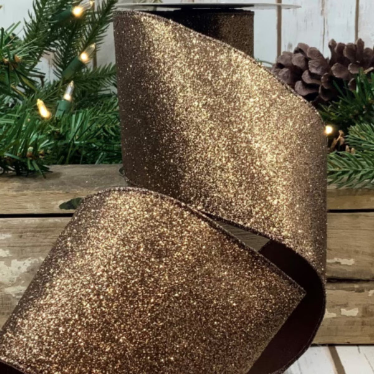 Vintage Chocolate Glitter Ribbon