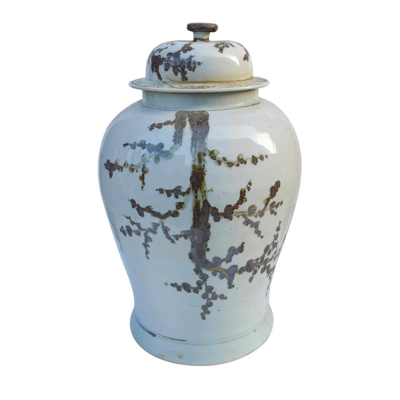 Rusty Brown Weeping Plum Temple Jar