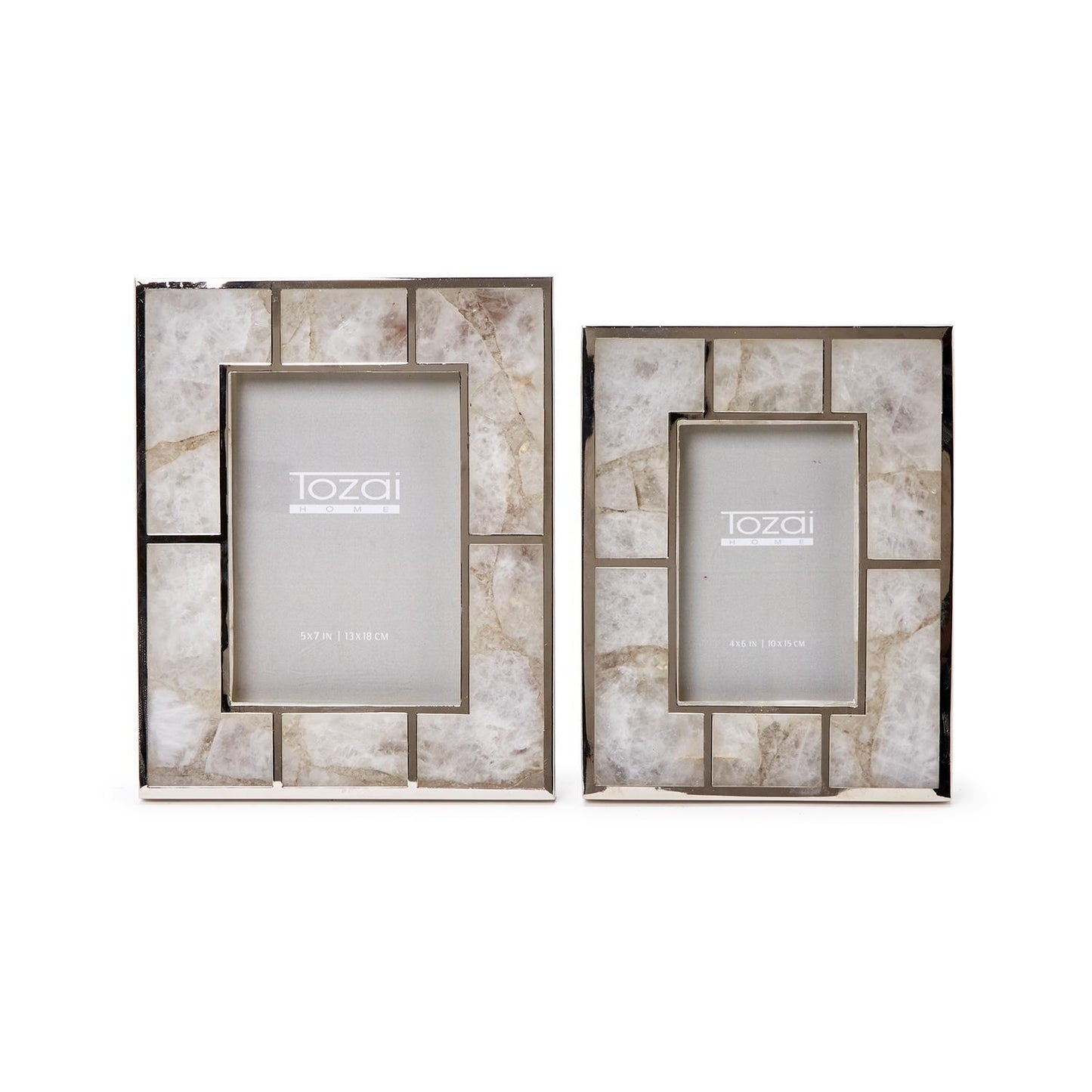White Quartz with Polished Nickel Trim