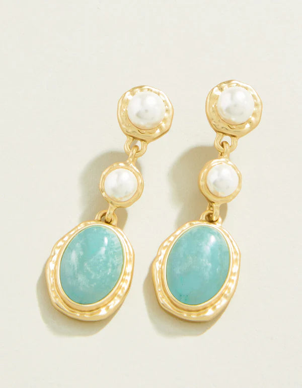Summer Earrings, Pearl/Amazonite