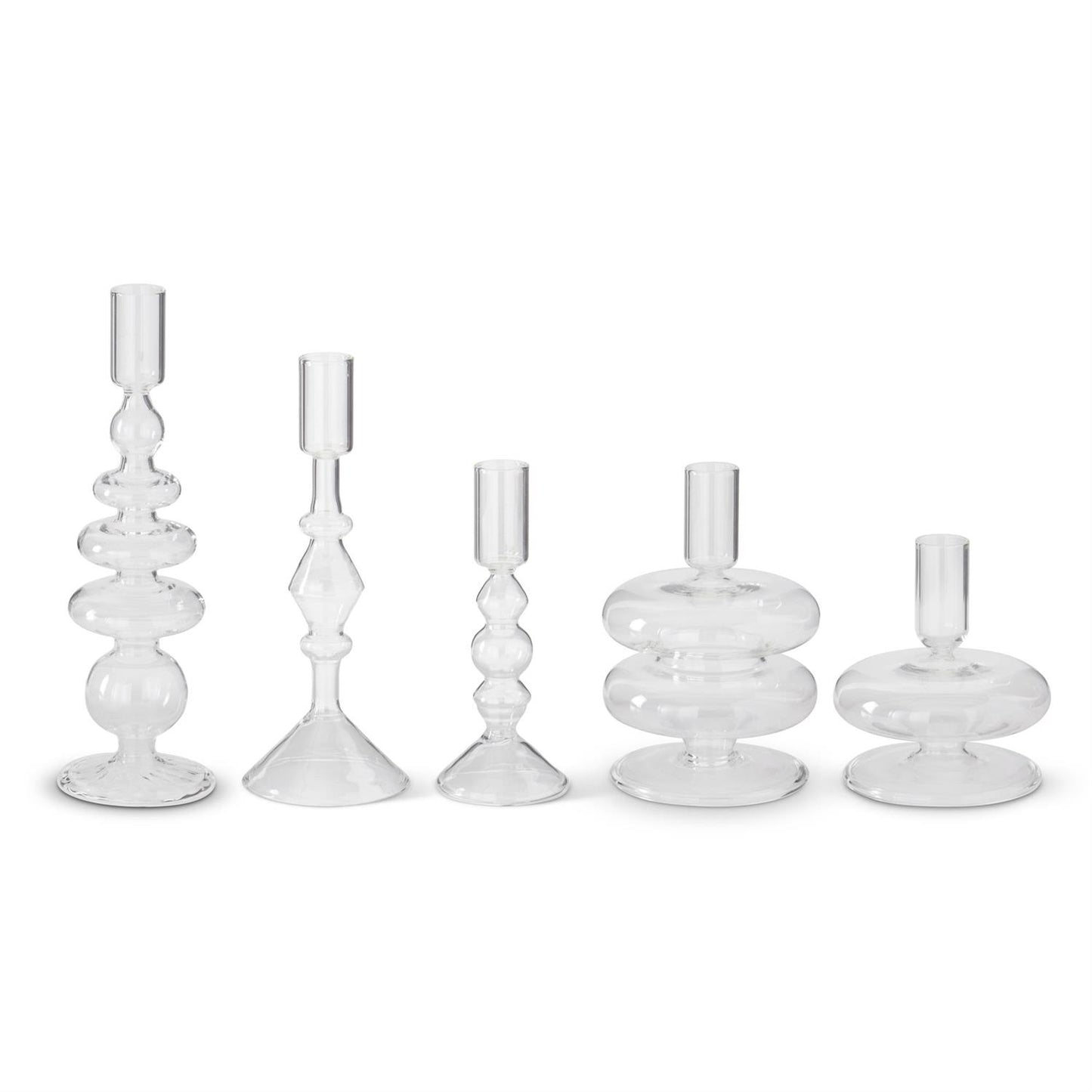 Clear Glass Modern Taper Candle Collection